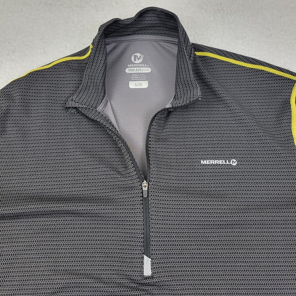 Merrell Pullover Shirt Mens Large Gray Yellow SelectWick Athletic Outdoor Hiking